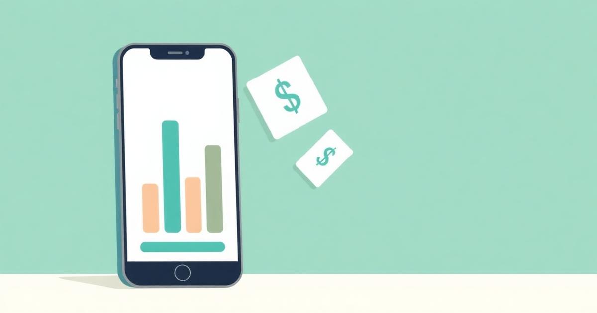 Illustration of a phone showing a simple spending plan chart