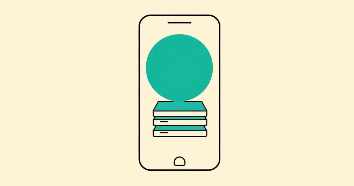 Flat editorial illustration of a phone showing a single spendable-money figure above stacked bill shapes.